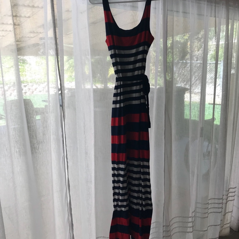 Red White & Blue Stripped Maxi Dress